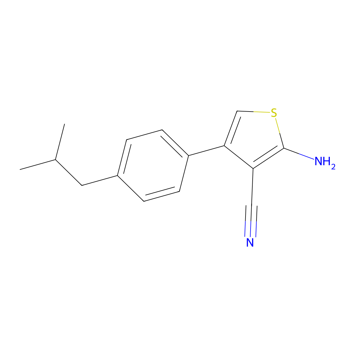 2-Amino-4-(4-isobutylphenyl)thiophene-3-carbonitrile molecular structure, CAS 438218-65-6