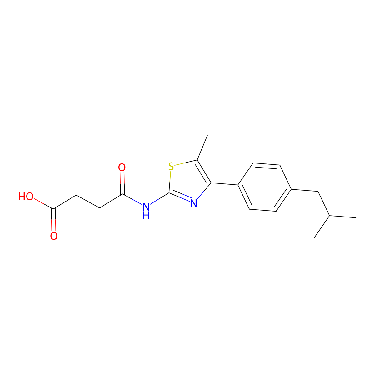 4-{[4-(4-Isobutylphenyl)-5-methyl-1,3-thiazol-2-YL]amino}-4-oxobutanoic acid molecular structure, CAS 438218-67-8