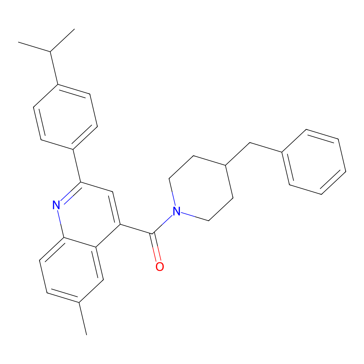 (4-Benzylpiperidin-1-yl)-[6-methyl-2-(4-propan-2-ylphenyl)quinolin-4-yl]methanone molecular structure, CAS 438218-79-2