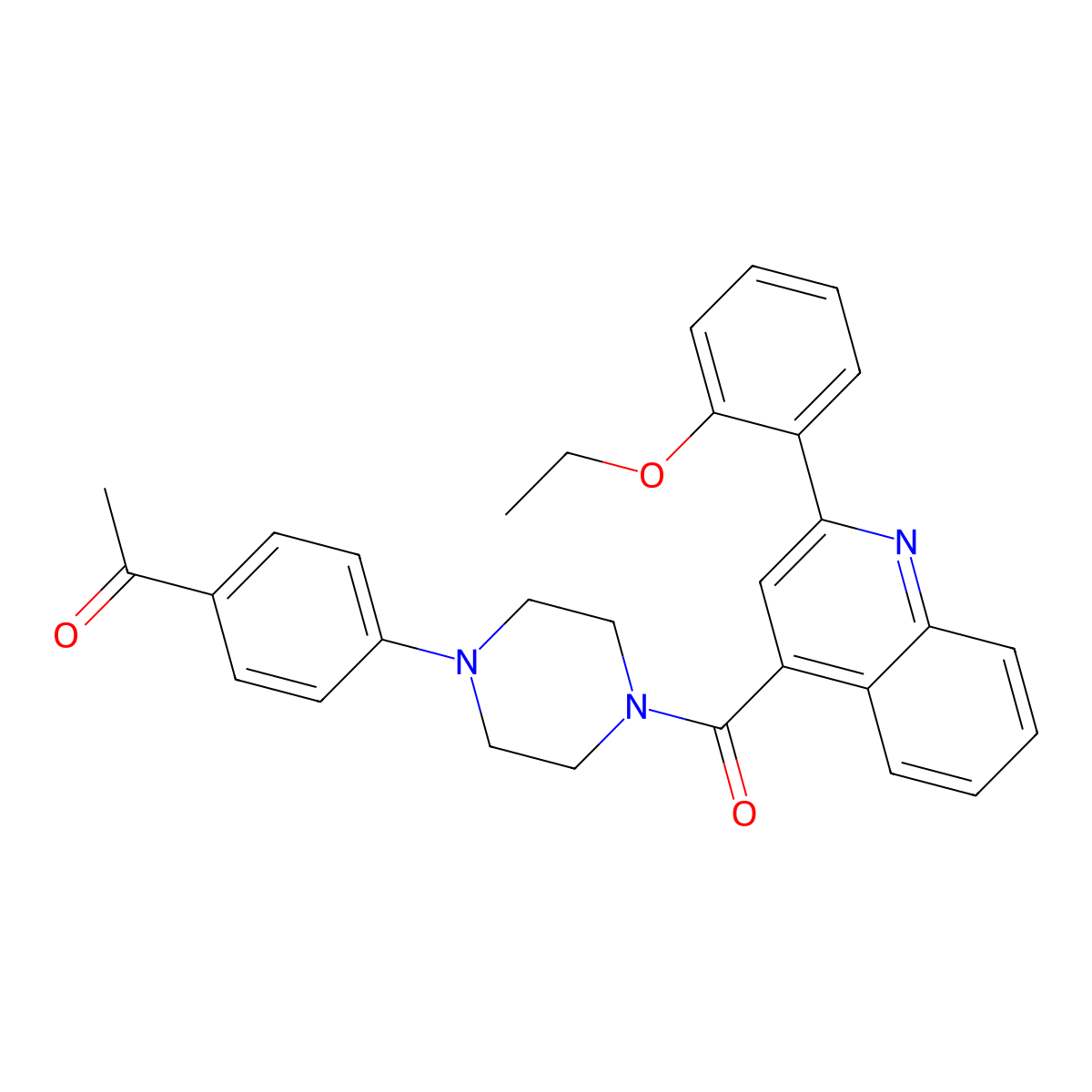 1-[4-[4-[2-(2-Ethoxyphenyl)quinoline-4-carbonyl]piperazin-1-yl]phenyl]ethanone molecular structure, CAS 438218-89-4