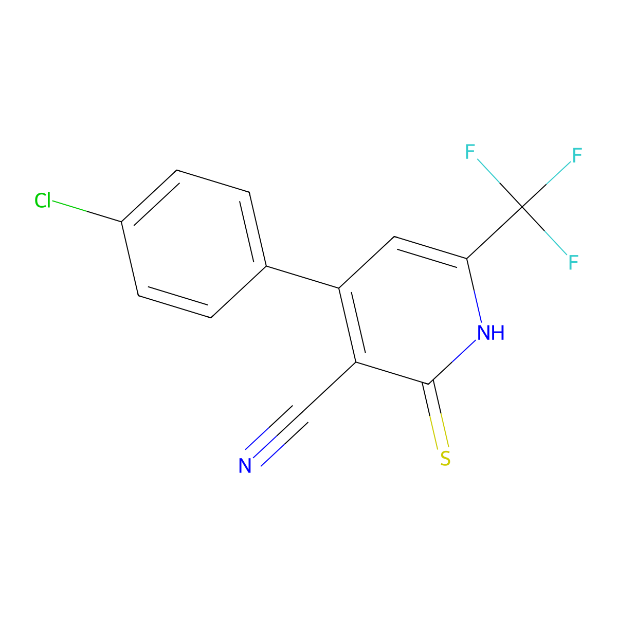 4-(4-Chlorophenyl)-2-thioxo-6-(trifluoromethyl)-1,2-dihydropyridine-3-carbonitrile molecular structure, CAS 438218-95-2