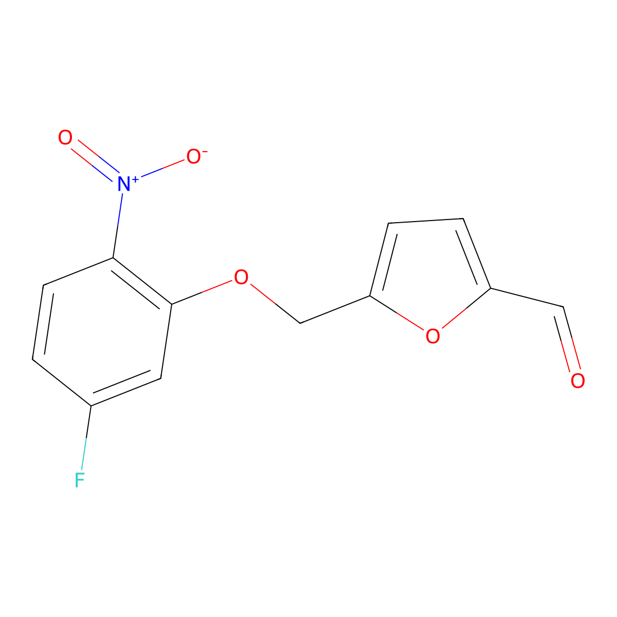 5-[(5-Fluoro-2-nitrophenoxy)methyl]furan-2-carbaldehyde molecular structure, CAS 438219-09-1