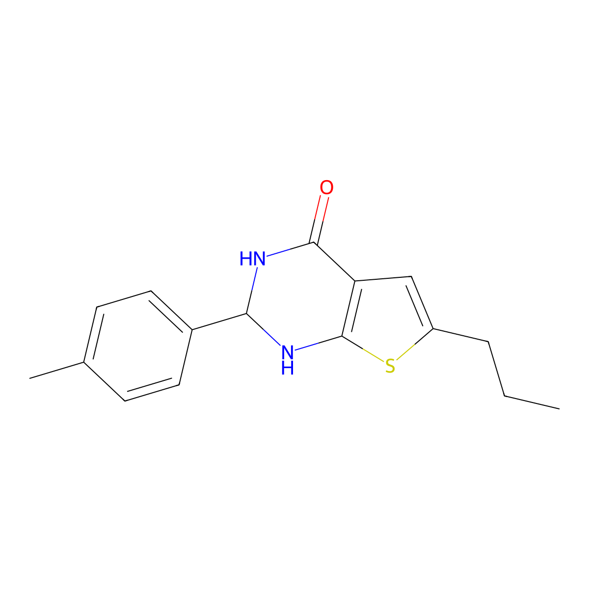 2-(4-methylphenyl)-6-propyl-2,3-dihydrothieno[2,3-d]pyrimidin-4(1H)-one molecular structure, CAS 438219-14-8