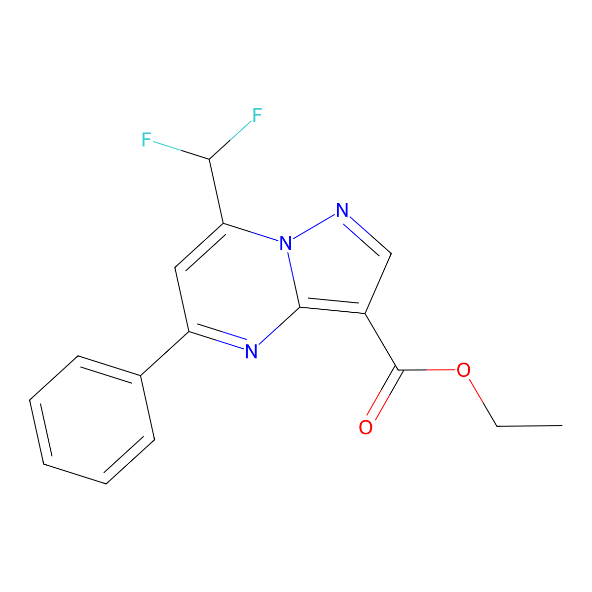 Ethyl 7-(difluoromethyl)-5-phenylpyrazolo[1,5-a]pyrimidine-3-carboxylate molecular structure, CAS 438219-16-0