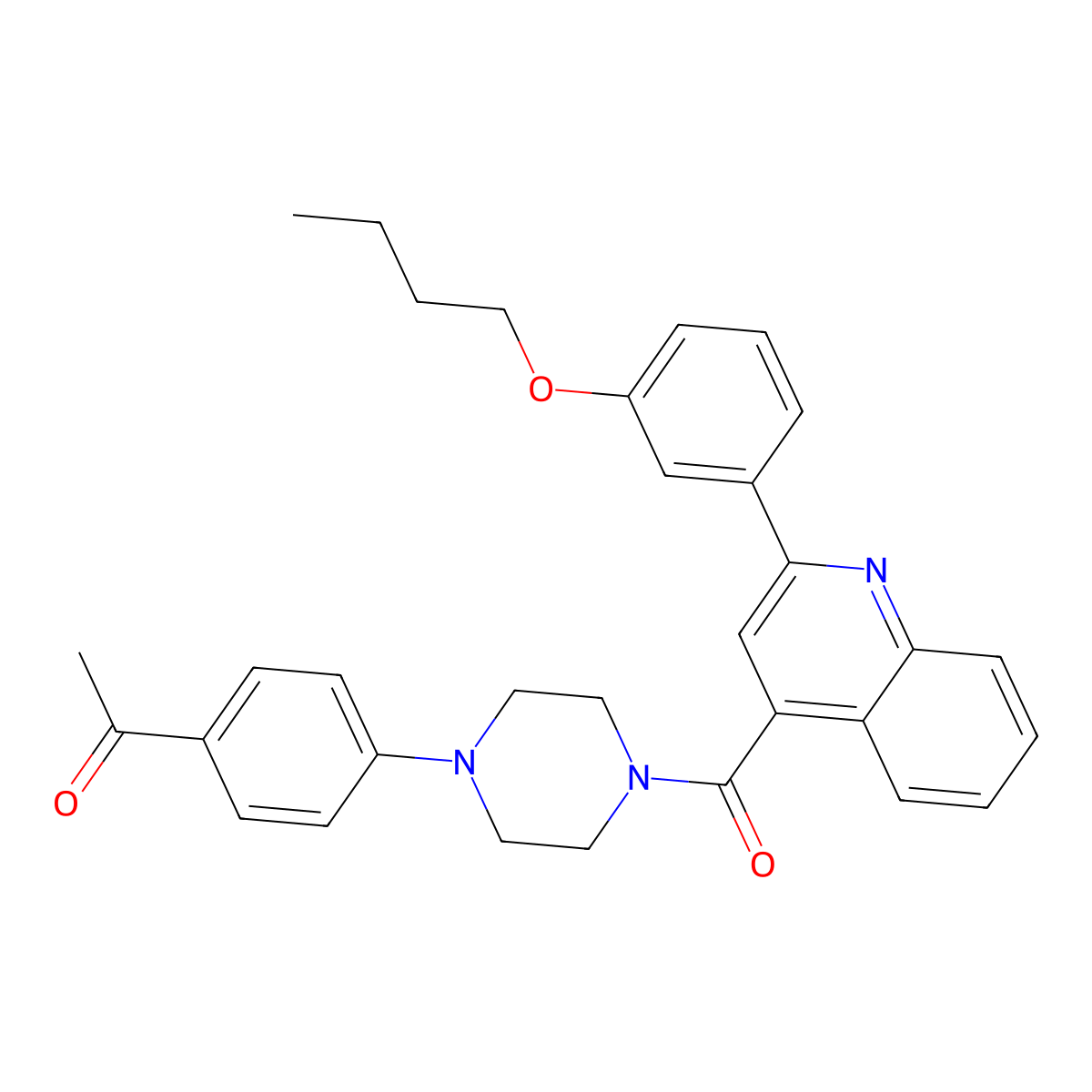 1-[4-[4-[2-(3-Butoxyphenyl)quinoline-4-carbonyl]piperazin-1-yl]phenyl]ethanone molecular structure, CAS 438219-19-3