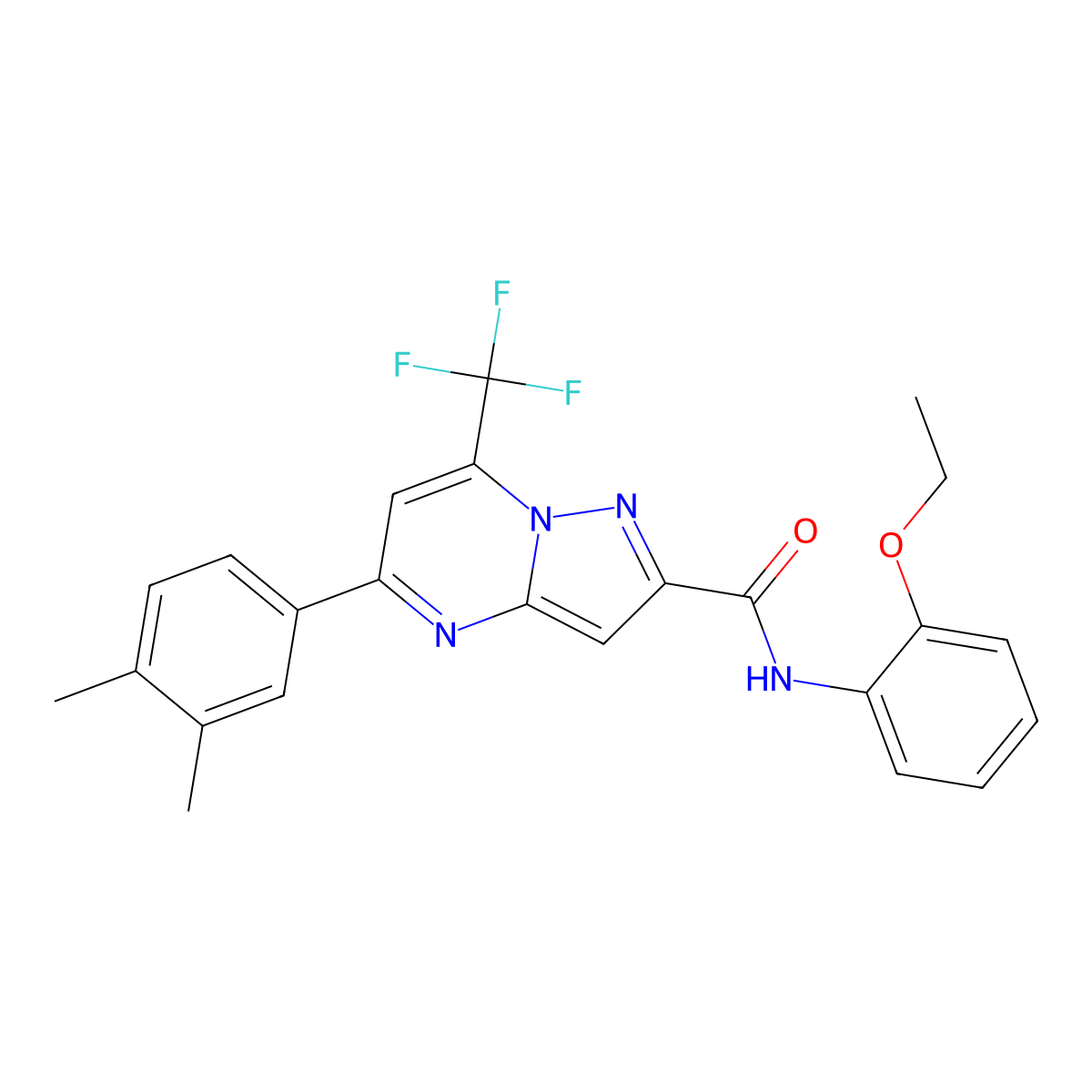5-(3,4-dimethylphenyl)-N-(2-ethoxyphenyl)-7-(trifluoromethyl)pyrazolo[1,5-a]pyrimidine-2-carboxamide molecular structure, CAS 438219-21-7