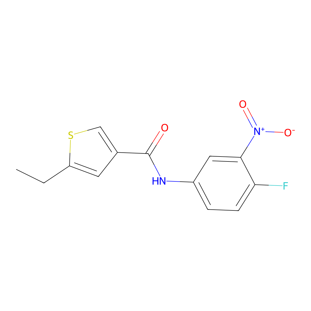 5-ethyl-N-(4-fluoro-3-nitrophenyl)thiophene-3-carboxamide molecular structure, CAS 438219-22-8