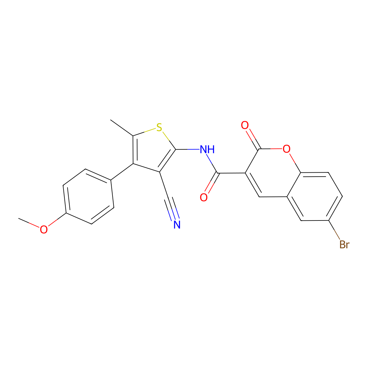 6-bromo-N-[3-cyano-4-(4-methoxyphenyl)-5-methylthiophen-2-yl]-2-oxochromene-3-carboxamide molecular structure, CAS 438219-23-9