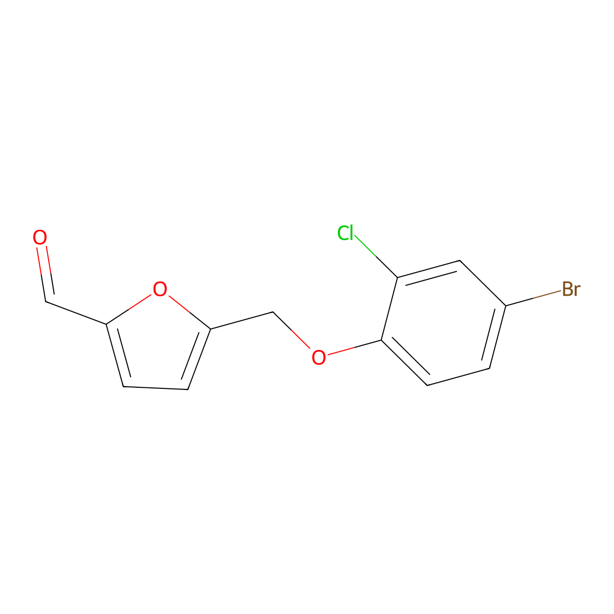 5-[(4-Bromo-2-chlorophenoxy)methyl]furan-2-carbaldehyde molecular structure, CAS 438219-24-0