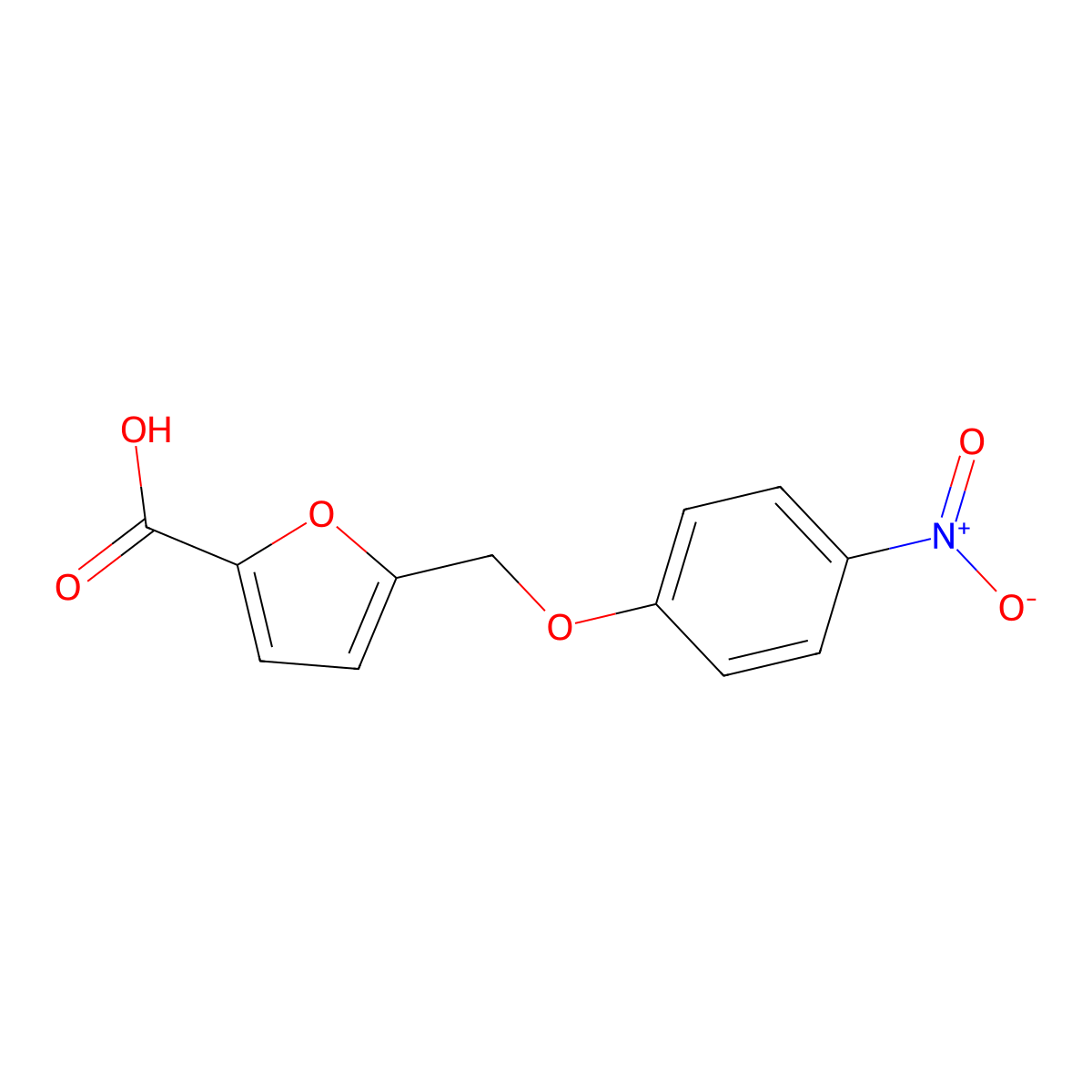 5-[(4-Nitrophenoxy)methyl]-2-furancarboxylic acid molecular structure, CAS 438219-25-1