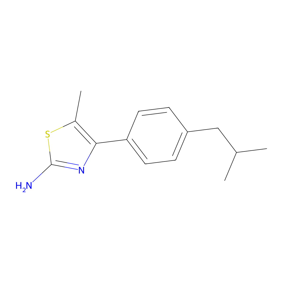 4-(4-Isobutylphenyl)-5-methyl-1,3-thiazol-2-amine molecular structure, CAS 438219-37-5