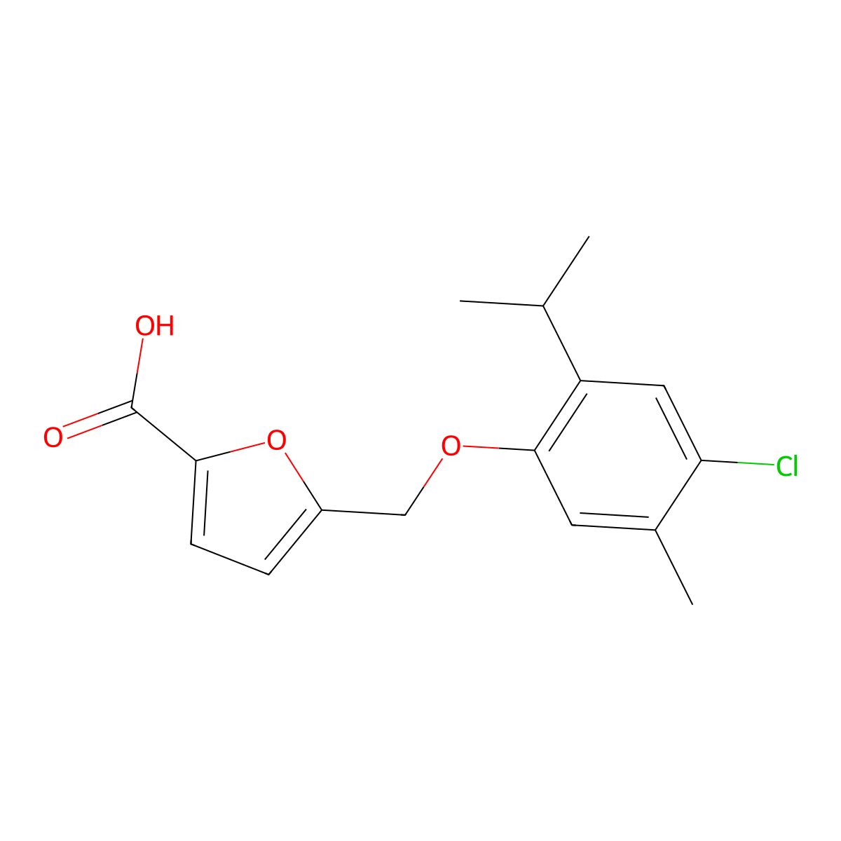 5-[(4-Chloro-2-isopropyl-5-methylphenoxy)methyl]-2-furoic acid molecular structure, CAS 438219-43-3