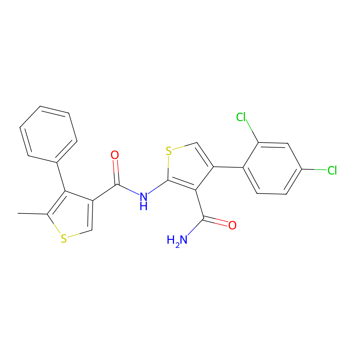 4-(2,4-Dichlorophenyl)-2-[(5-methyl-4-phenylthiophene-3-carbonyl)amino]thiophene-3-carboxamide molecular structure, CAS 438219-48-8