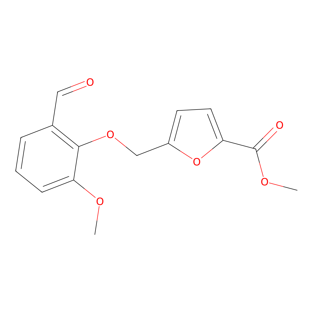 Methyl 5-[(2-formyl-6-methoxyphenoxy)methyl]furan-2-carboxylate molecular structure, CAS 438219-58-0