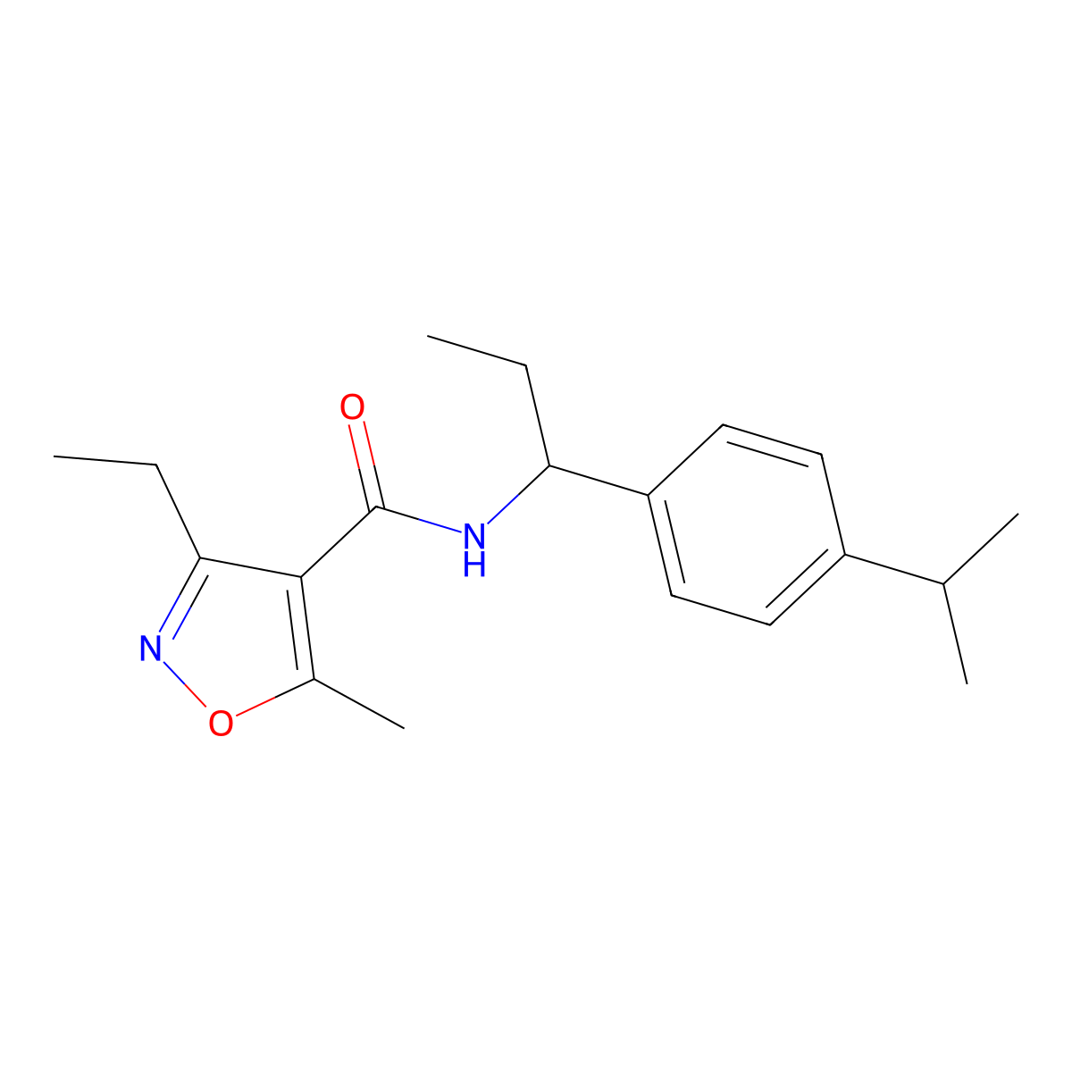 3-ethyl-5-methyl-N-{1-[4-(propan-2-yl)phenyl]propyl}-1,2-oxazole-4-carboxamide molecular structure, CAS 438219-84-2