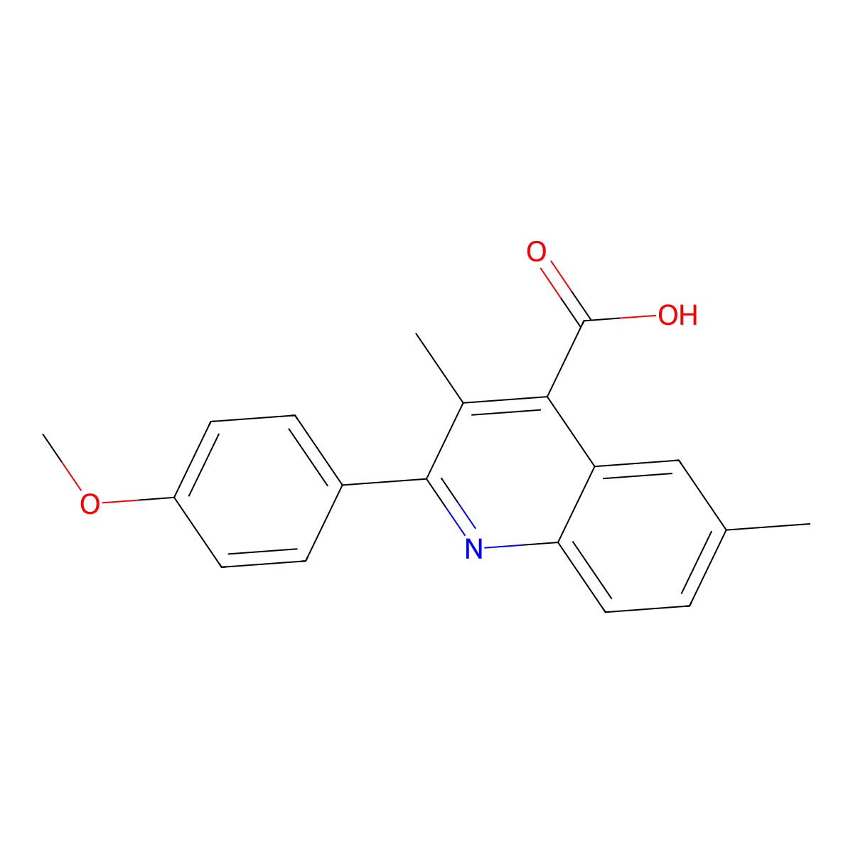 2-(4-Methoxyphenyl)-3,6-dimethylquinoline-4-carboxylic acid molecular structure, CAS 438219-90-0