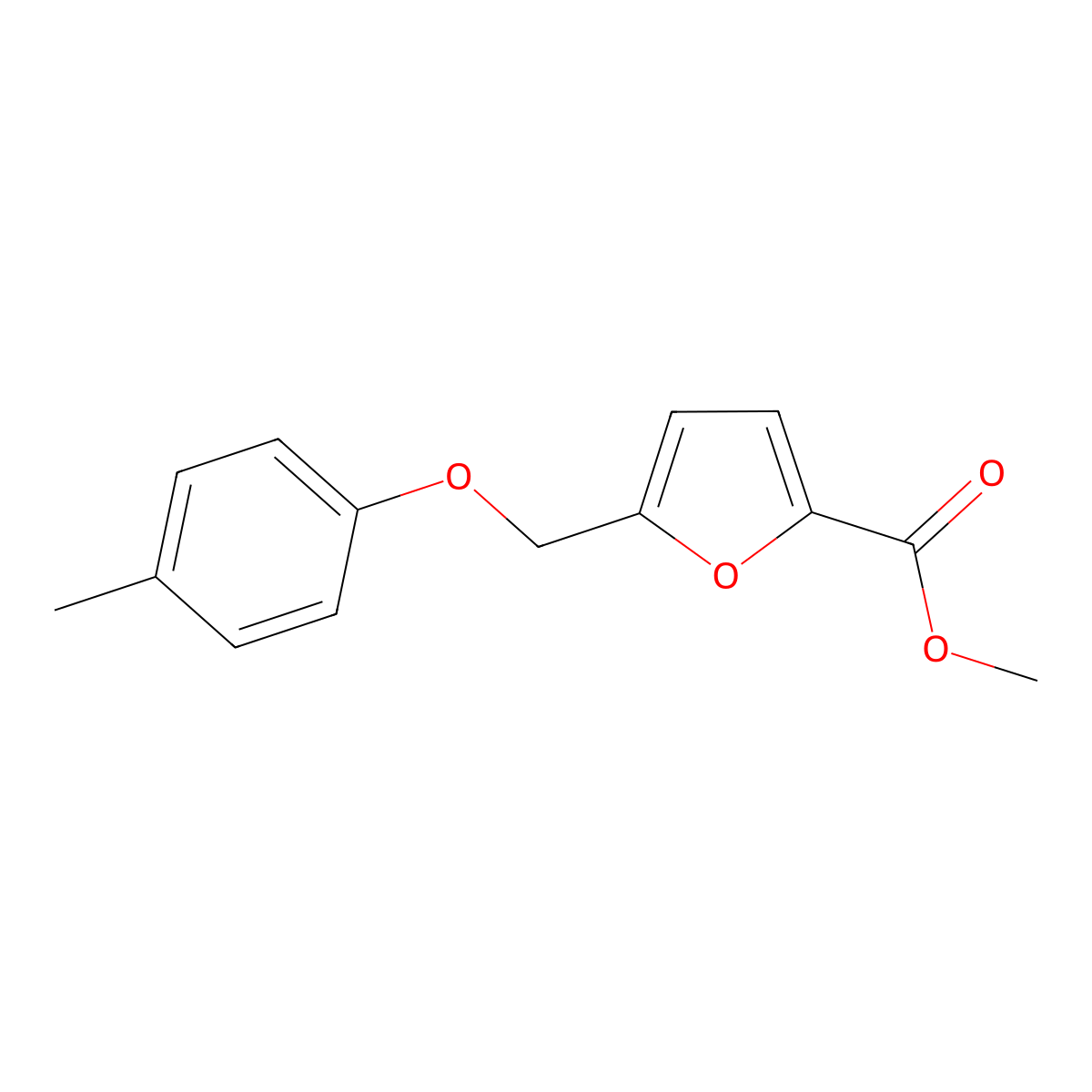 Methyl 5-((4-methylphenoxy)methyl)-2-furancarboxylate molecular structure, CAS 438219-98-8