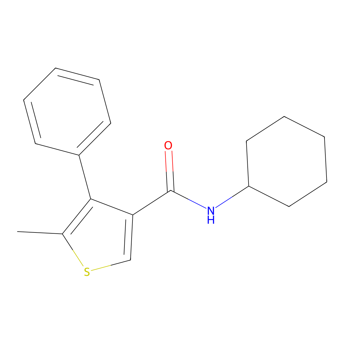 N-cyclohexyl-5-methyl-4-phenylthiophene-3-carboxamide molecular structure, CAS 438220-01-0