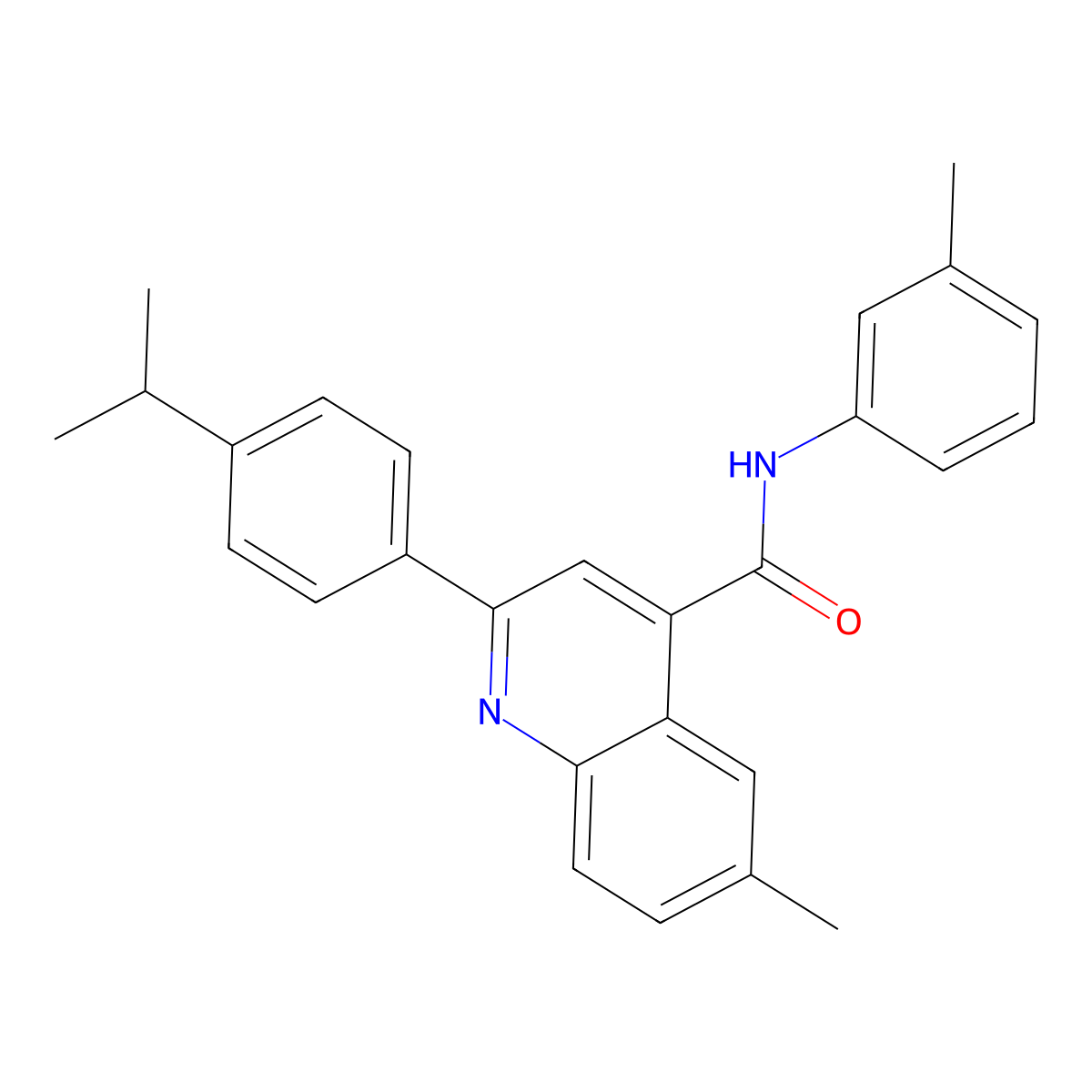 6-methyl-N-(3-methylphenyl)-2-(4-propan-2-ylphenyl)quinoline-4-carboxamide molecular structure, CAS 438220-04-3