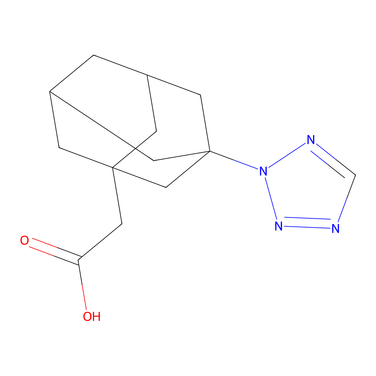 2-[3-(Tetrazol-2-yl)-1-adamantyl]acetic acid molecular structure, CAS 438220-08-7
