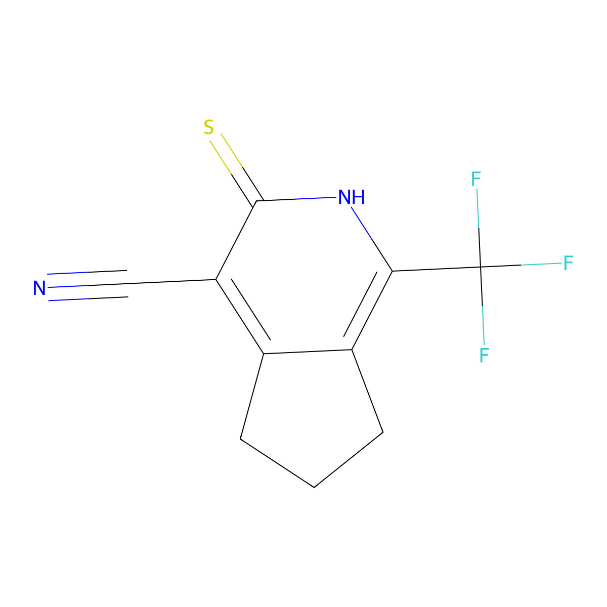 3-thioxo-1-(trifluoromethyl)-3,5,6,7-tetrahydro-2H-cyclopenta[c]pyridine-4-carbonitrile molecular structure, CAS 438220-21-4