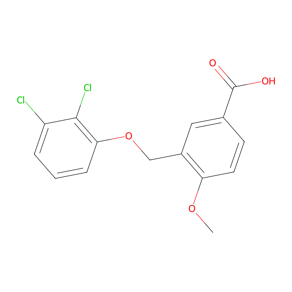 3-[(2,3-Dichlorophenoxy)methyl]-4-methoxybenzoic acid molecular structure, CAS 438220-28-1