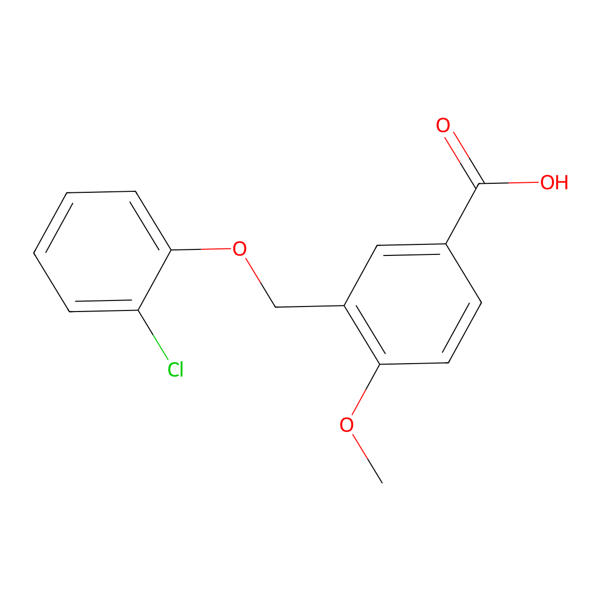 3-((2-Chlorophenoxy)methyl)-4-methoxybenzoic acid molecular structure, CAS 438220-40-7