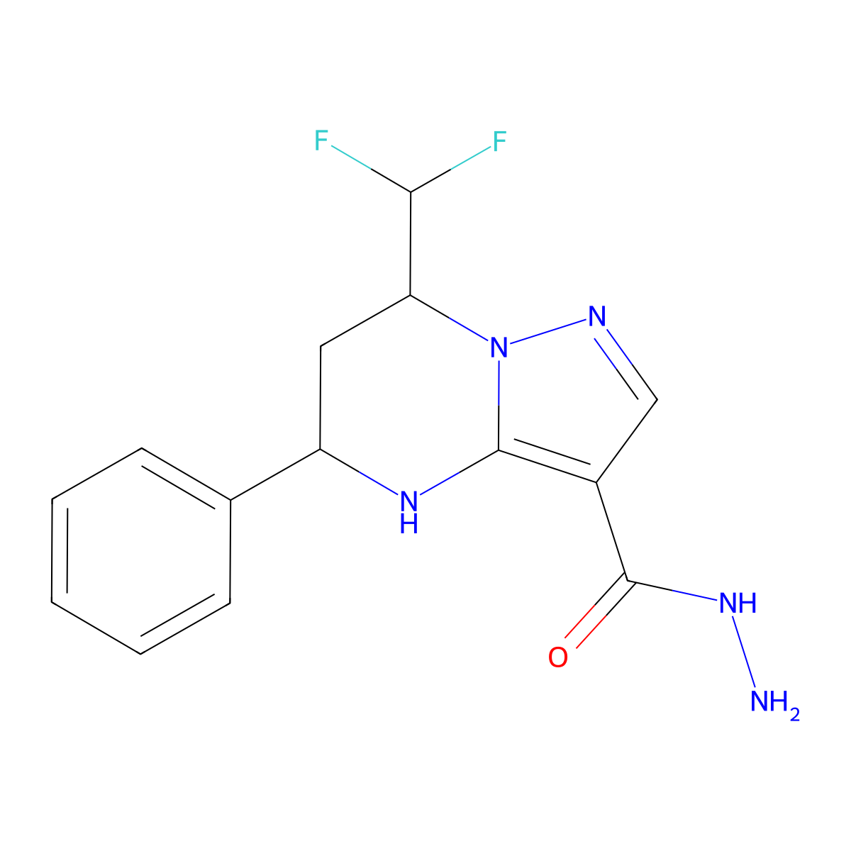 7-(Difluoromethyl)-5-phenyl-4,5,6,7-tetrahydropyrazolo[1,5-a]pyrimidine-3-carbohydrazide molecular structure, CAS 438220-44-1