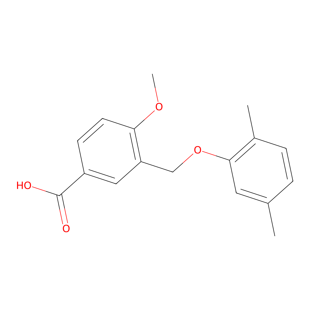 3-[(2,5-Dimethylphenoxy)methyl]-4-methoxybenzoic acid molecular structure, CAS 438220-45-2