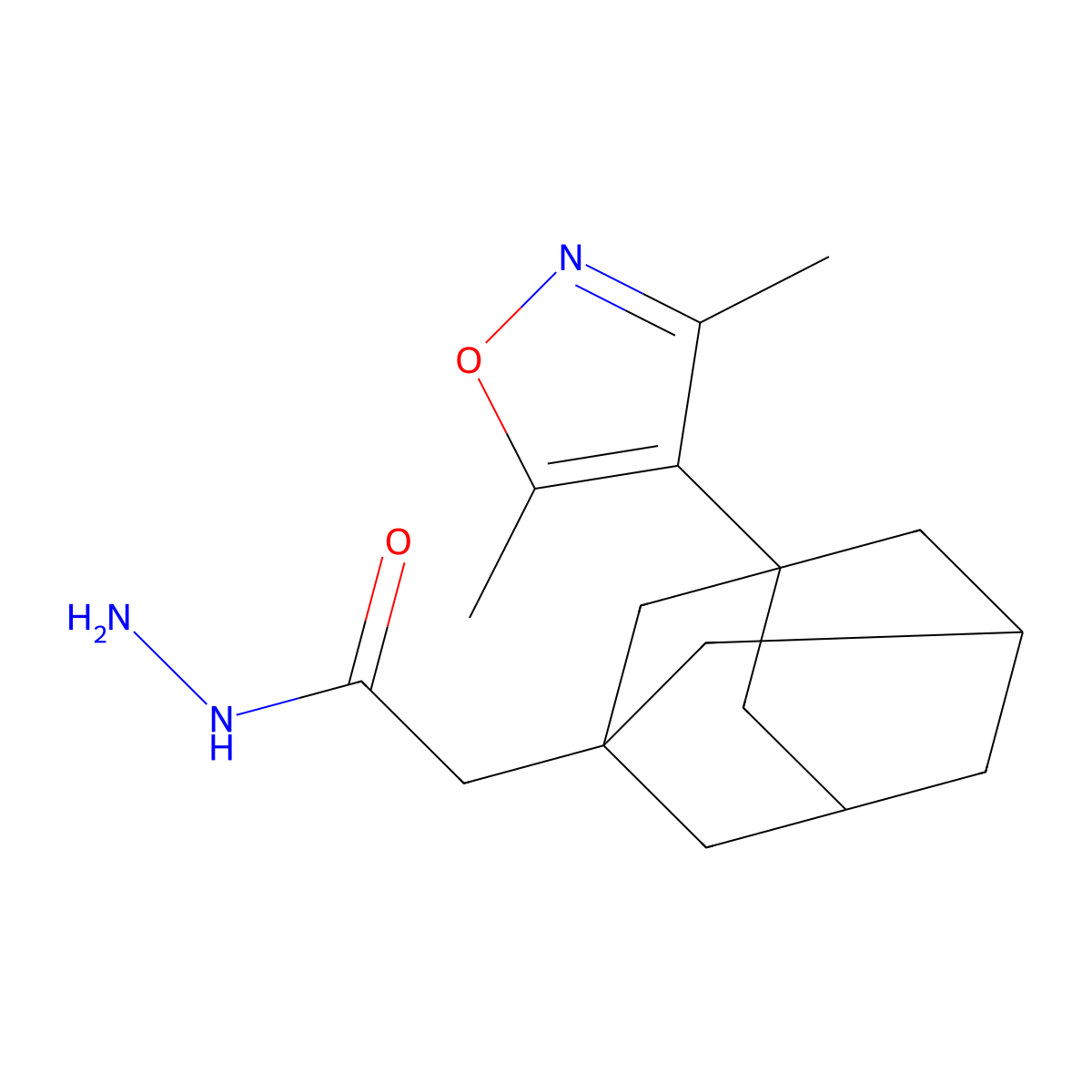 2-(3-(3,5-Dimethylisoxazol-4-yl)adamantan-1-yl)acetohydrazide molecular structure, CAS 438220-49-6