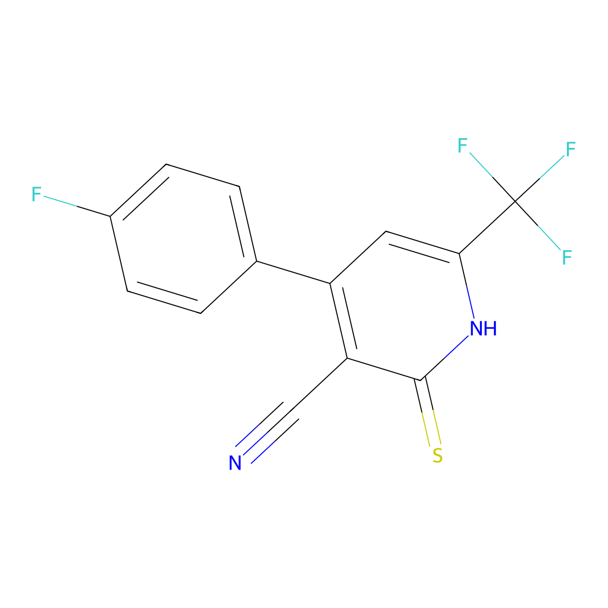4-(4-Fluorophenyl)-2-mercapto-6-(trifluoromethyl)nicotinonitrile molecular structure, CAS 438220-73-6