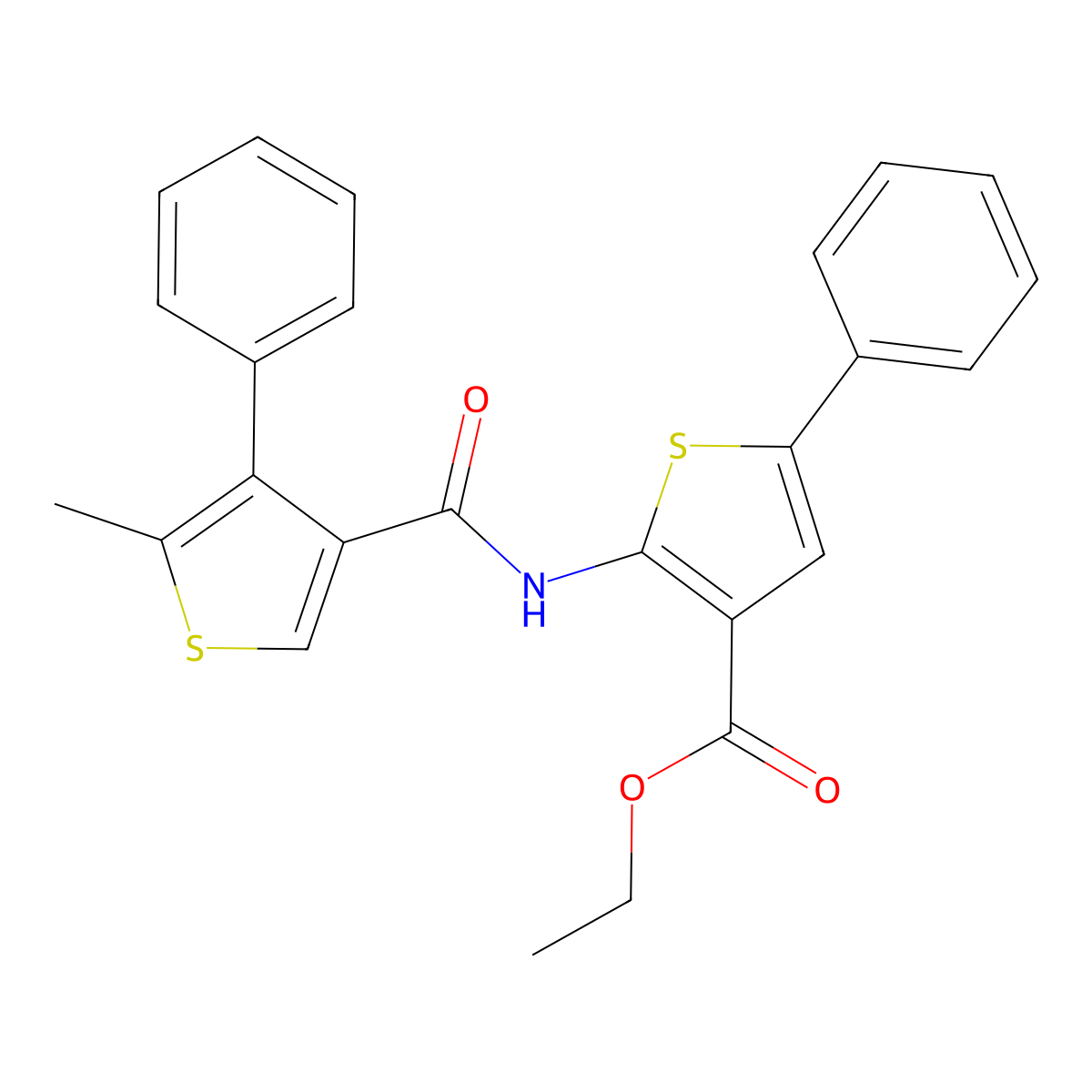 Ethyl 2-[(5-methyl-4-phenylthiophene-3-carbonyl)amino]-5-phenylthiophene-3-carboxylate molecular structure, CAS 438220-77-0