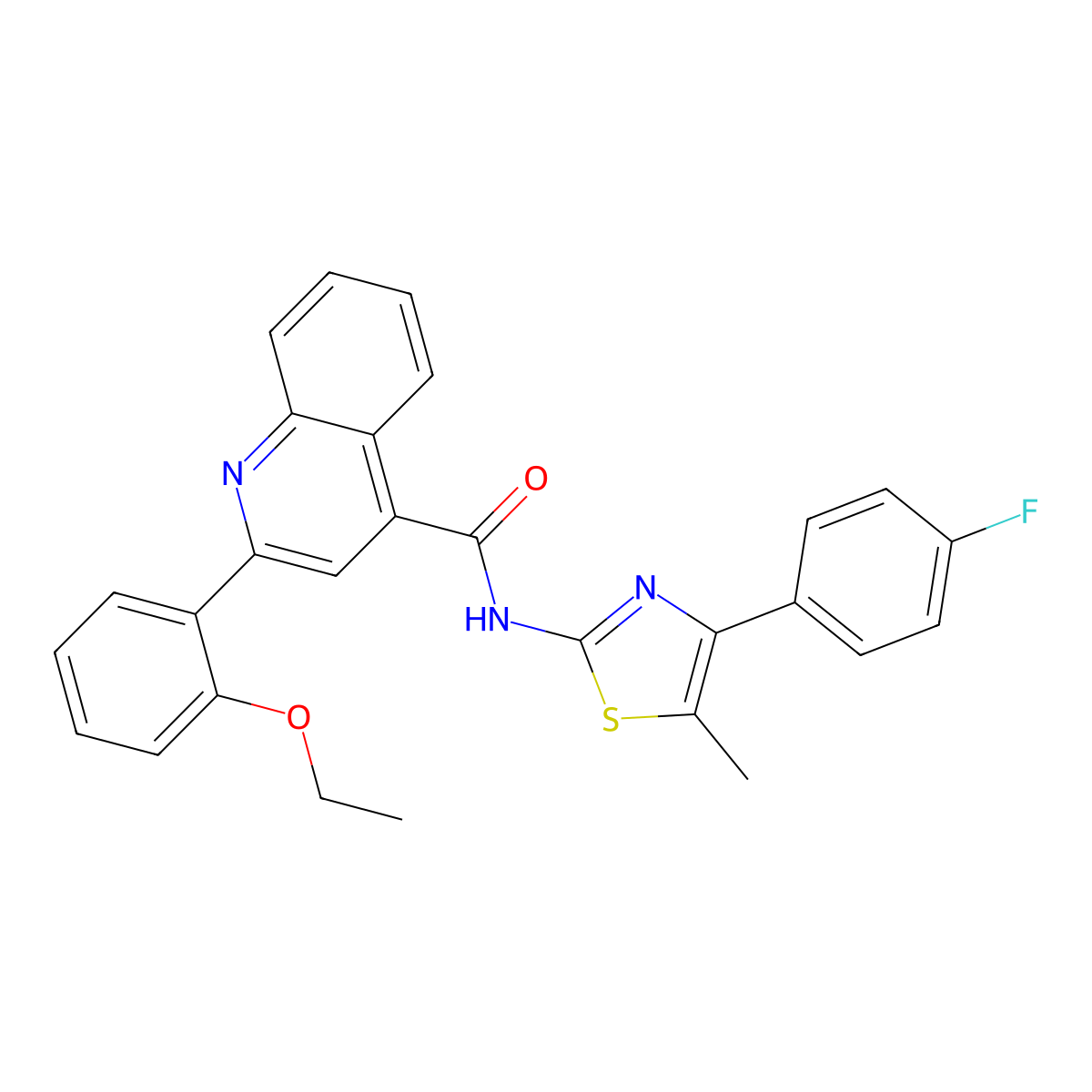 2-(2-ethoxyphenyl)-N-[4-(4-fluorophenyl)-5-methyl-1,3-thiazol-2-yl]quinoline-4-carboxamide molecular structure, CAS 438220-79-2