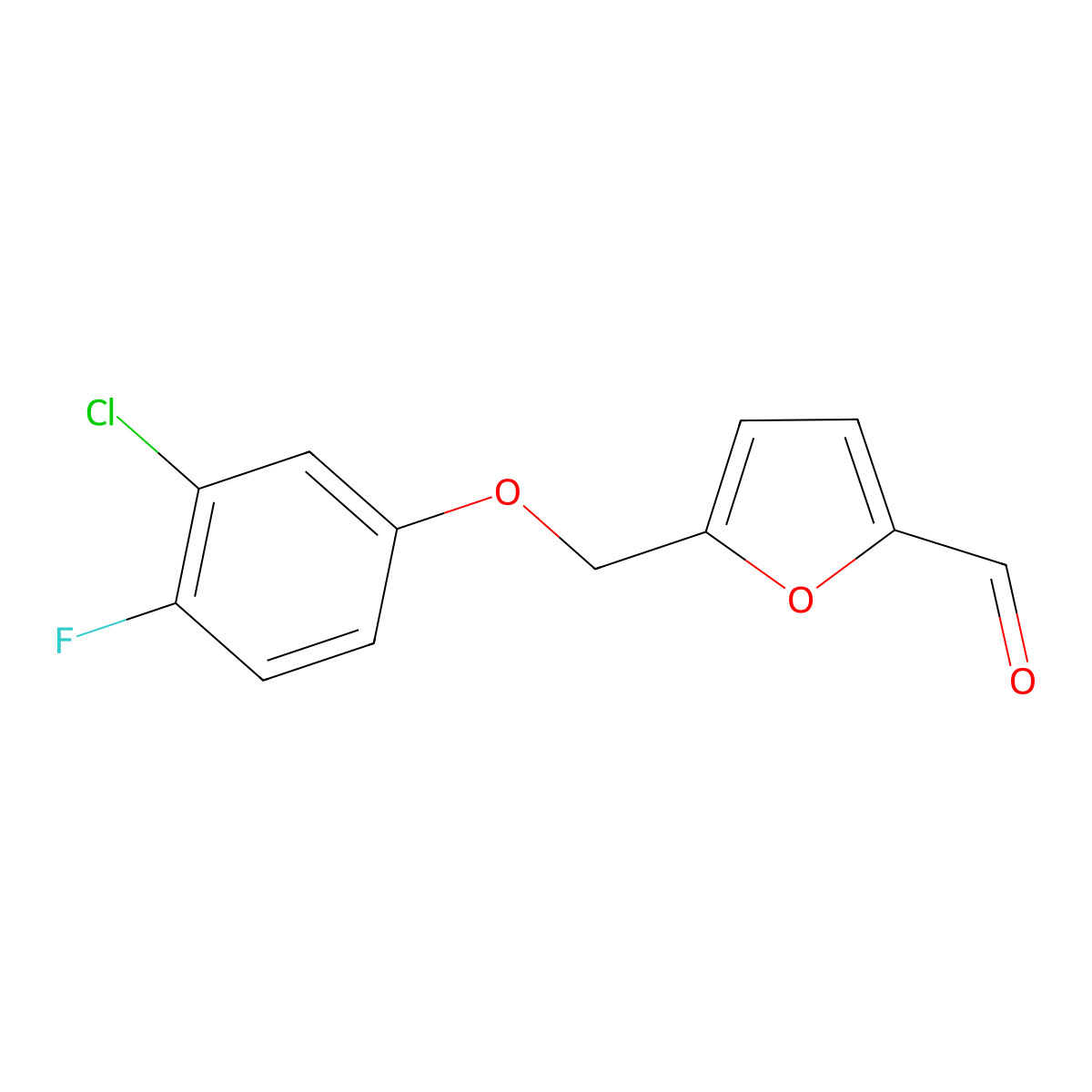 5-[(3-Chloro-4-fluorophenoxy)methyl]furan-2-carbaldehyde molecular structure, CAS 438220-83-8