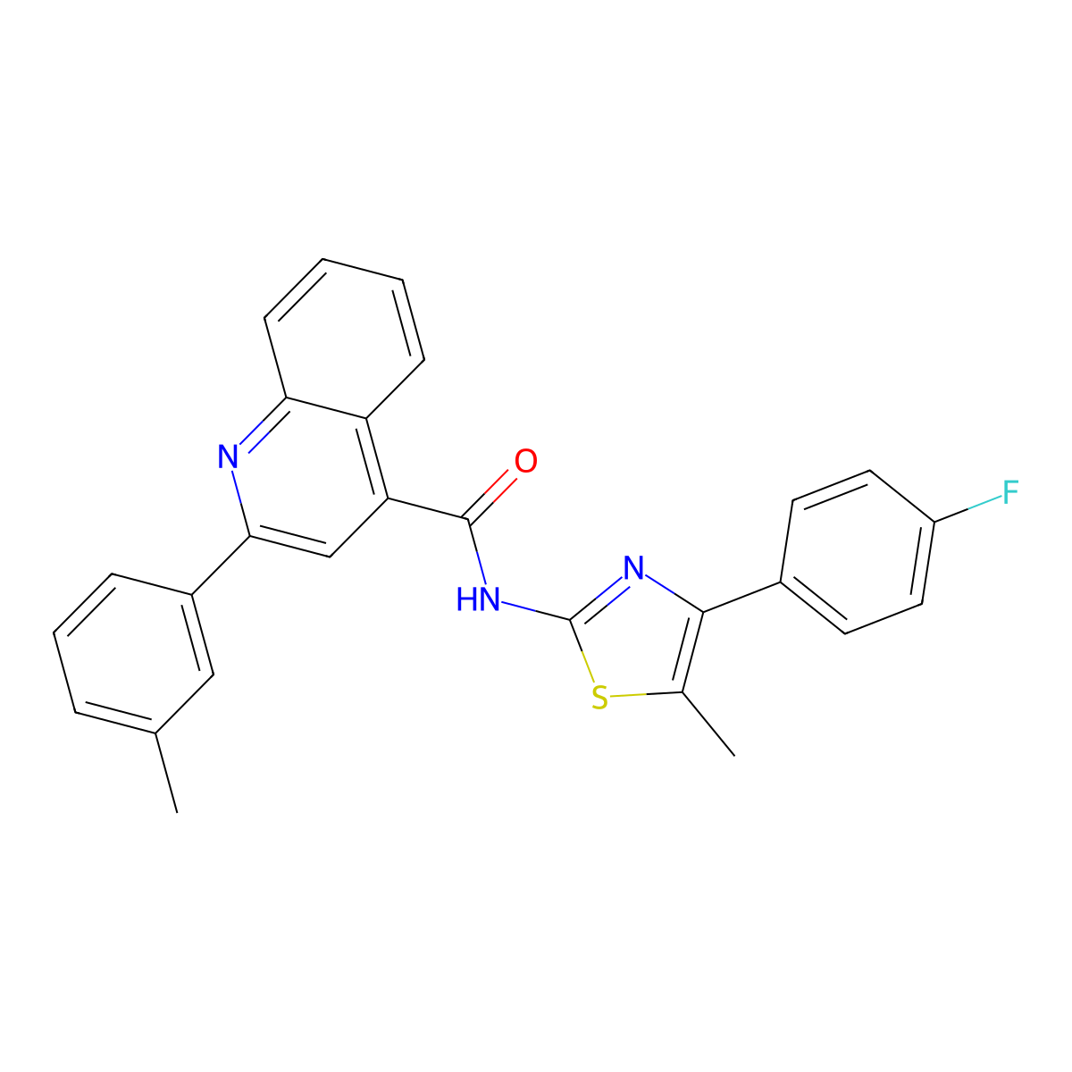N-[4-(4-fluorophenyl)-5-methyl-1,3-thiazol-2-yl]-2-(3-methylphenyl)quinoline-4-carboxamide molecular structure, CAS 438220-84-9