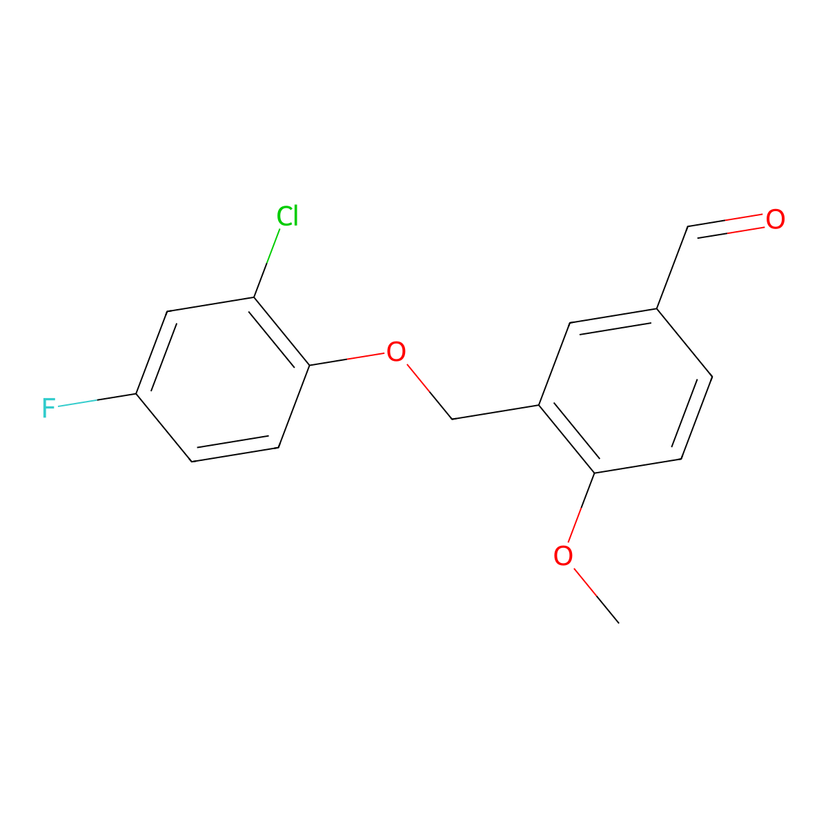 3-[(2-Chloro-4-fluorophenoxy)methyl]-4-methoxybenzaldehyde molecular structure, CAS 438220-87-2