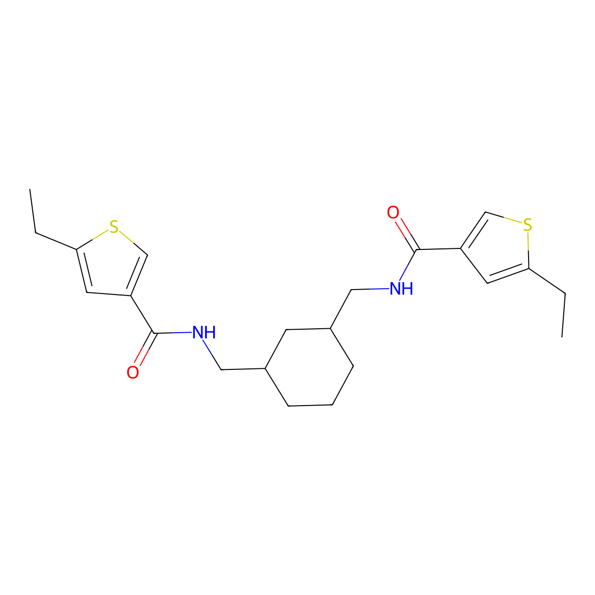 5-ethyl-N-[[3-[[(5-ethylthiophene-3-carbonyl)amino]methyl]cyclohexyl]methyl]thiophene-3-carboxamide molecular structure, CAS 438220-88-3
