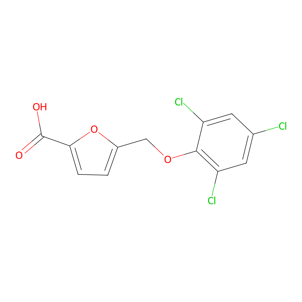 5-[(2,4,6-Trichlorophenoxy)methyl]-2-furoic acid molecular structure, CAS 438220-90-7