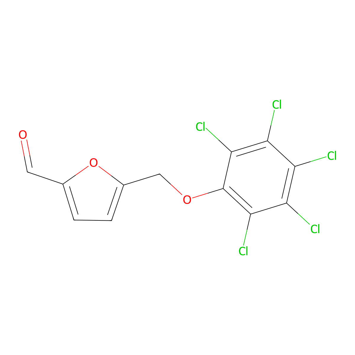 5-[(Pentachlorophenoxy)methyl]-2-furaldehyde molecular structure, CAS 438220-93-0
