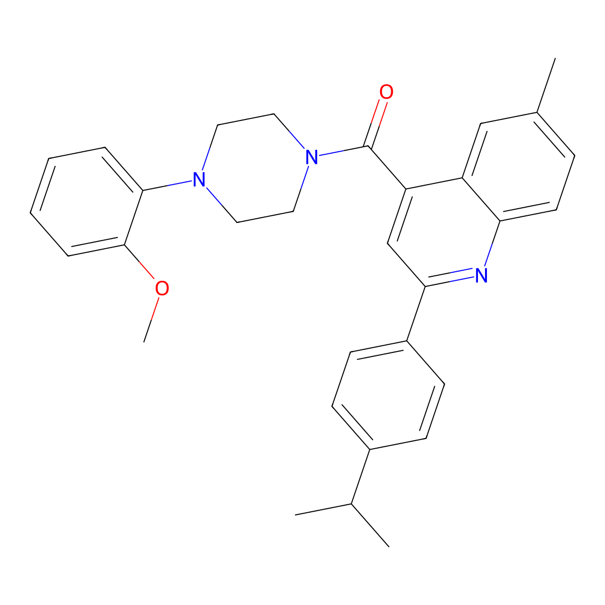 [4-(2-Methoxyphenyl)piperazin-1-yl]-[6-methyl-2-(4-propan-2-ylphenyl)quinolin-4-yl]methanone molecular structure, CAS 438220-97-4