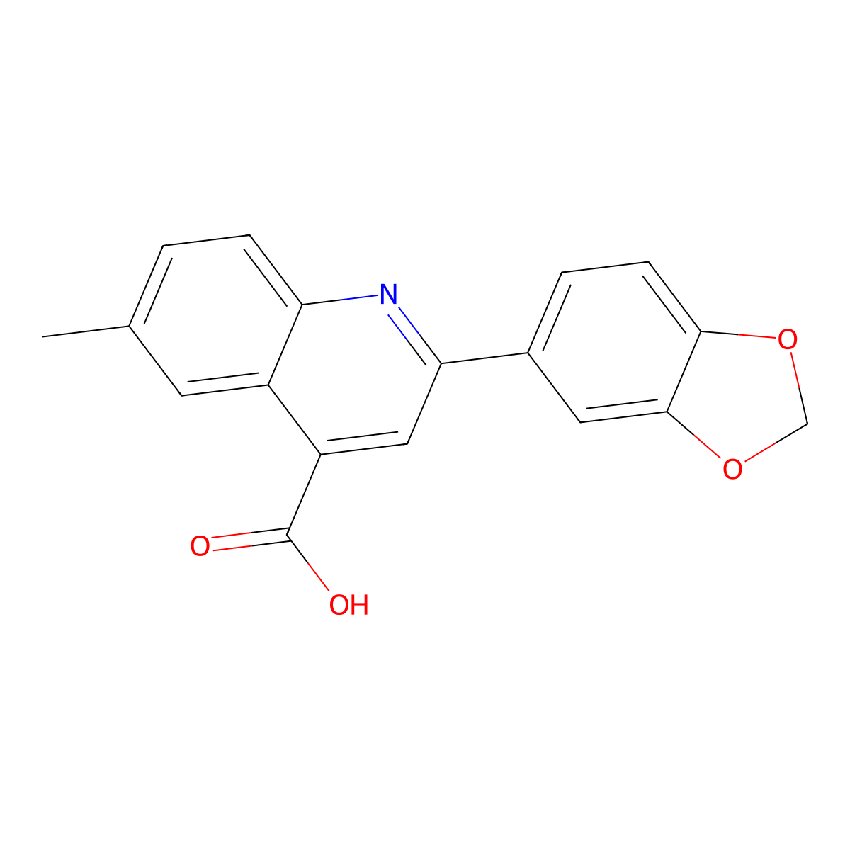 2-(1,3-Benzodioxol-5-yl)-6-methylquinoline-4-carboxylic acid molecular structure, CAS 438220-99-6
