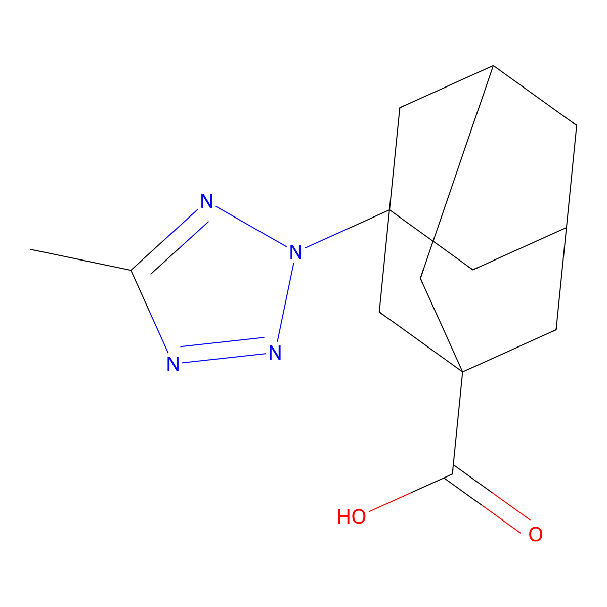 3-(5-Methyl-tetrazol-2-yl)-adamantane-1-carboxylic acid molecular structure, CAS 438221-00-2