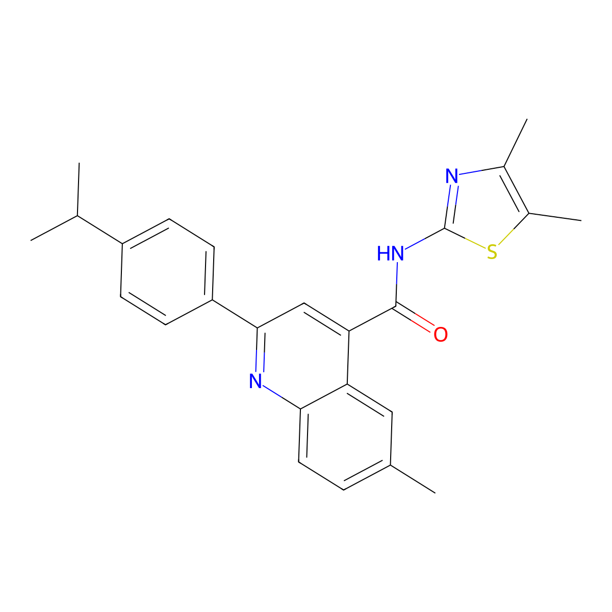 N-(4,5-dimethyl-1,3-thiazol-2-yl)-6-methyl-2-[4-(propan-2-yl)phenyl]quinoline-4-carboxamide molecular structure, CAS 438221-01-3