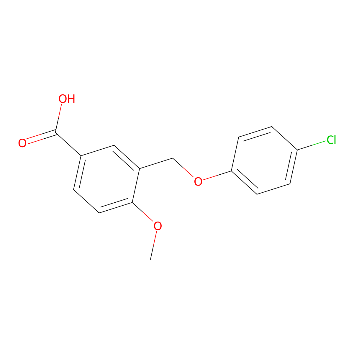 3-((4-Chlorophenoxy)methyl)-4-methoxybenzoic acid molecular structure, CAS 438221-04-6