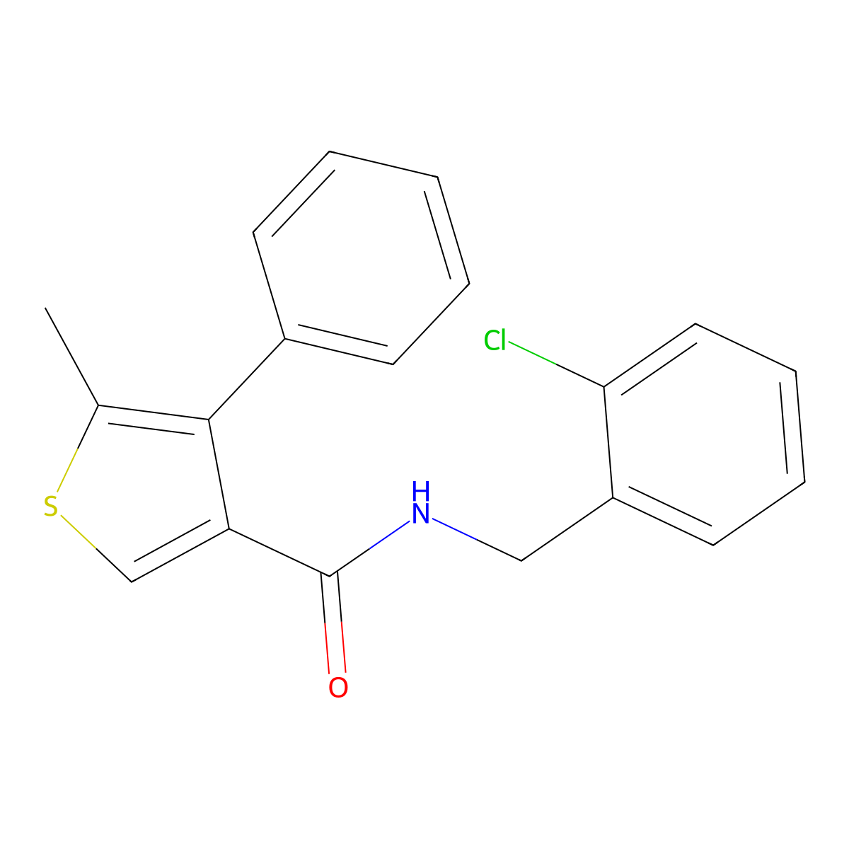 N-[(2-chlorophenyl)methyl]-5-methyl-4-phenylthiophene-3-carboxamide molecular structure, CAS 438221-14-8