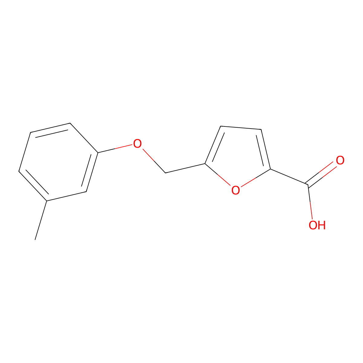 5-[(3-Methylphenoxy)methyl]furan-2-carboxylic acid molecular structure, CAS 438221-37-5