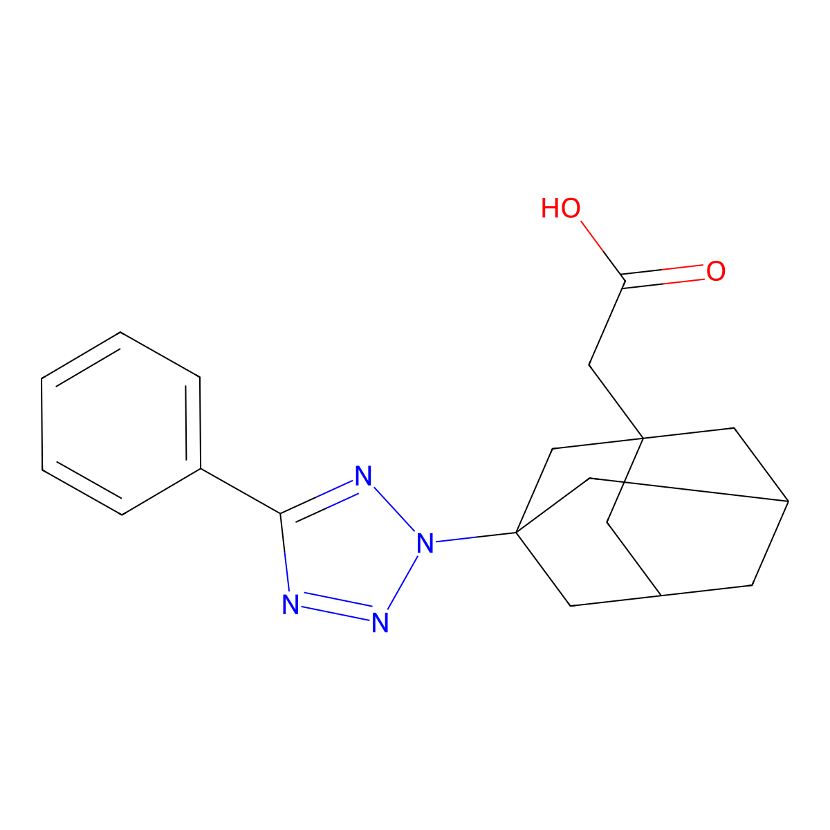 [3-(5-phenyl-2H-tetraazol-2-yl)-1-adamantyl]acetic acid molecular structure, CAS 438221-39-7