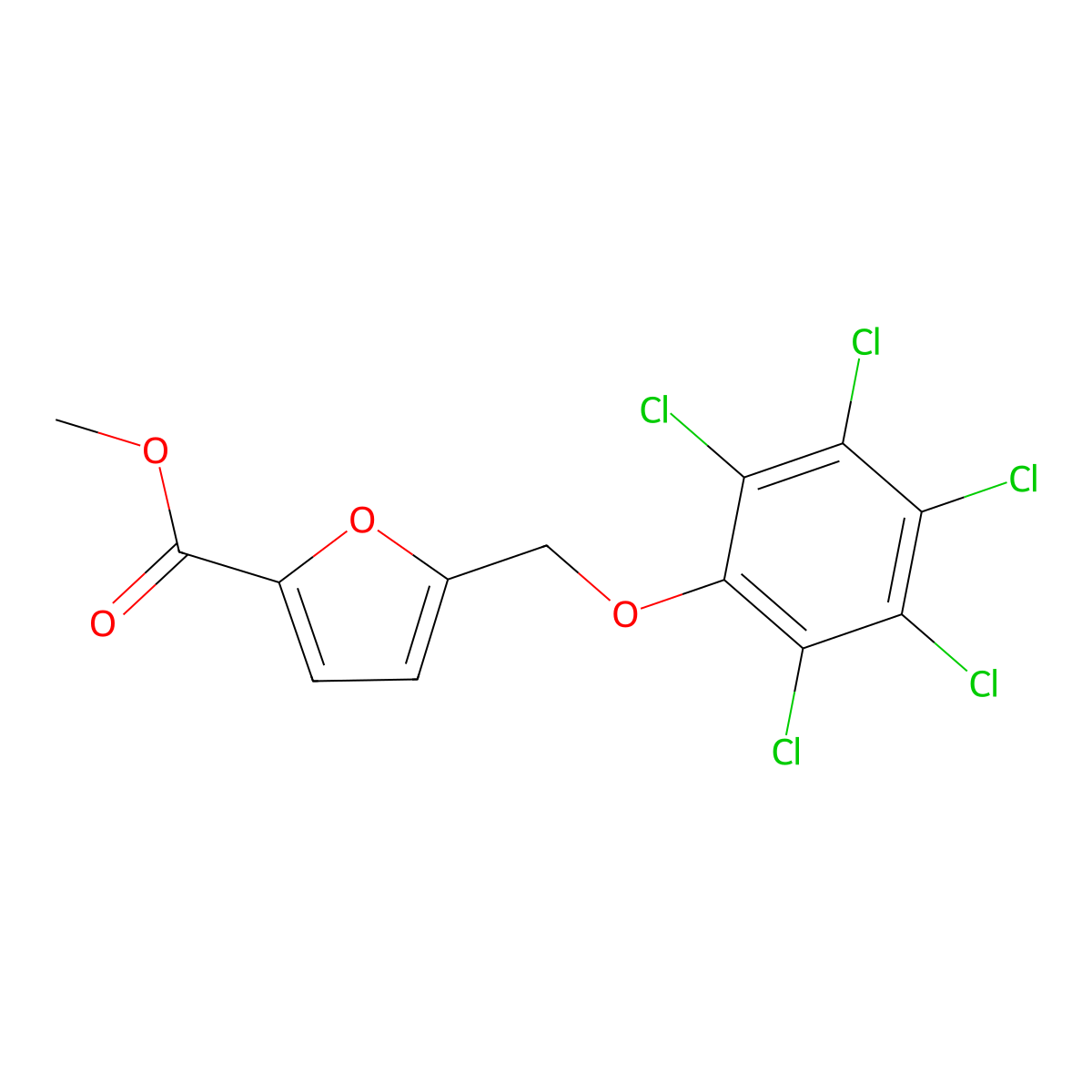 Methyl 5-[(2,3,4,5,6-pentachlorophenoxy)methyl]furan-2-carboxylate molecular structure, CAS 438221-86-4