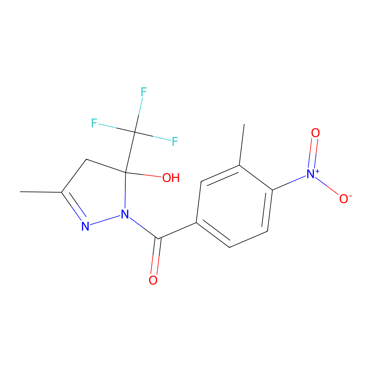 [5-hydroxy-3-methyl-5-(trifluoromethyl)-4,5-dihydro-1H-pyrazol-1-yl](3-methyl-4-nitrophenyl)methanone molecular structure, CAS 438222-06-1
