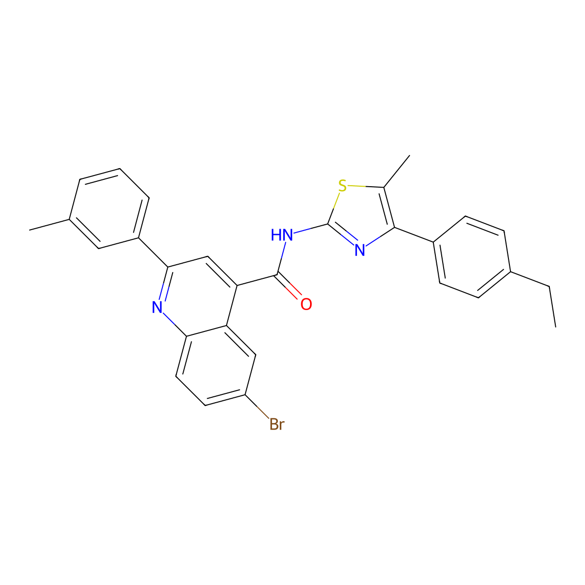 6-bromo-N-[4-(4-ethylphenyl)-5-methyl-1,3-thiazol-2-yl]-2-(3-methylphenyl)quinoline-4-carboxamide molecular structure, CAS 438222-18-5
